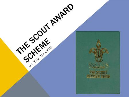 THE SCOUT AWARD SCHEME BY TIM MARTIN. GETTING STARTED The award scheme consists of: The scout craft badge Proficiency badges Target badges (pioneer, explorer.