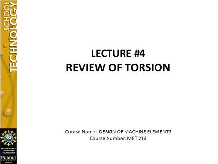 Course Name : DESIGN OF MACHINE ELEMENTS
