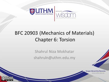 BFC (Mechanics of Materials) Chapter 6: Torsion
