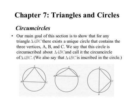 Chapter 7: Triangles and Circles