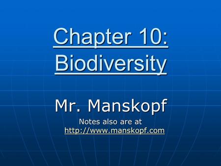 Chapter 10: Biodiversity