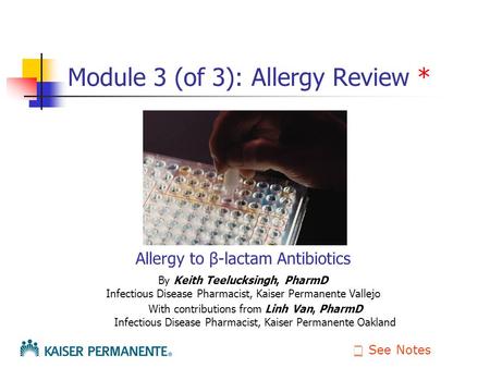 Module 3 (of 3): Allergy Review *