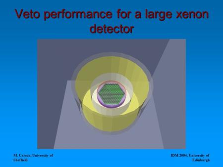M. Carson, University of Sheffield IDM 2004, University of Edinburgh Veto performance for a large xenon detector.