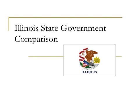 Illinois State Government Comparison. ILLINOIS STATE GOVERNMENT RATIFIED BY VOTERS 1970 SIMILAR FORM AS FEDERAL GOV’T (3 branches) PROVIDES FOR AREAS.