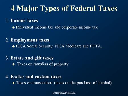 4 Major Types of Federal Taxes