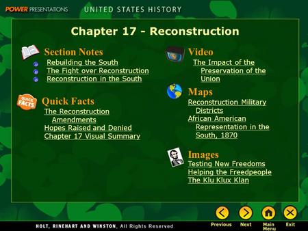 Chapter 17 - Reconstruction
