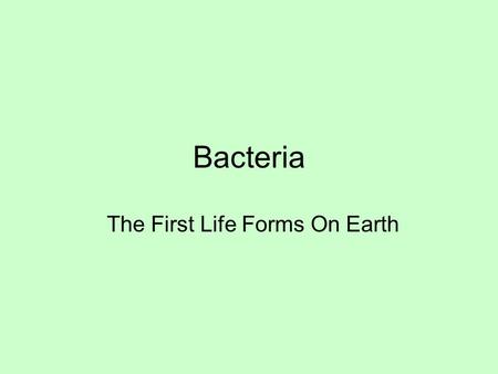 Bacteria The First Life Forms On Earth. Where They Are Found Air, water, soil, animals, people, food, and more Cheese, yoghurt, and other dairy products.