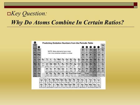  Key Question: Why Do Atoms Combine In Certain Ratios?