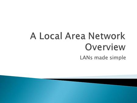 LANs made simple. 2 network devices connected to share resources.