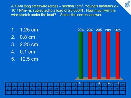 A 10-m long steel wire (cross – section 1cm 2. Young's modulus 2 x 10 11 N/m 2 ) is subjected to a load of 25.000 N. How much will the wire stretch under.