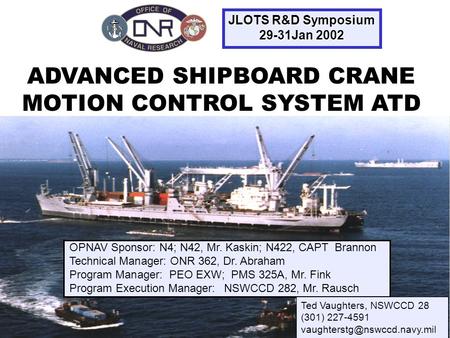 ADVANCED SHIPBOARD CRANE MOTION CONTROL SYSTEM ATD