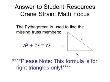 Answer to Student Resources Crane Strain: Math Focus