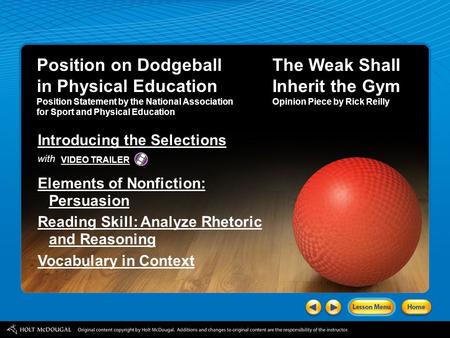 Position on Dodgeball in Physical Education