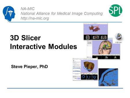 NA-MIC National Alliance for Medical Image Computing  3D Slicer Interactive Modules Steve Pieper, PhD.