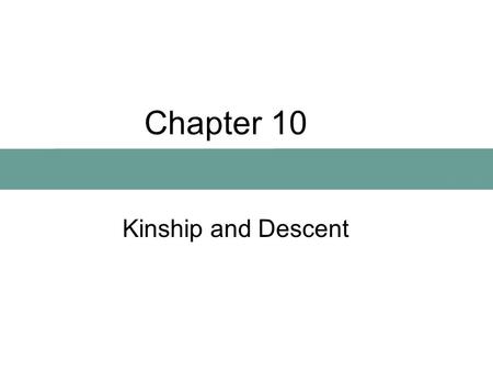 Chapter 10 Kinship and Descent.