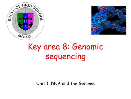 Unit 1: DNA and the Genome Key area 8: Genomic sequencing.