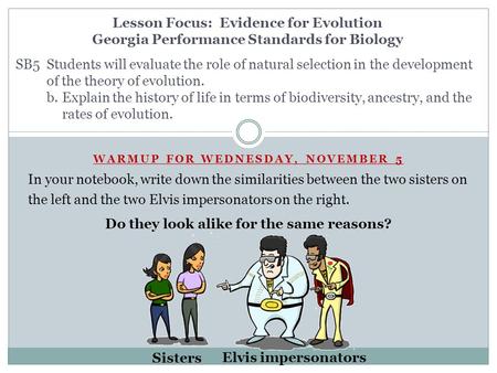 SB5Students will evaluate the role of natural selection in the development of the theory of evolution. b.Explain the history of life in terms of biodiversity,
