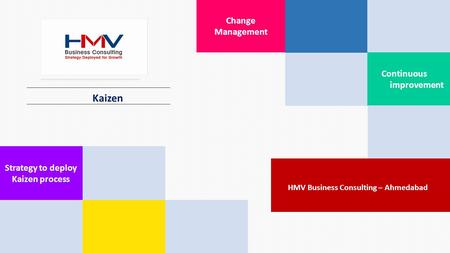 Kaizen Change Management Continuous improvement. Strategy to deploy Kaizen process HMV Business Consulting – Ahmedabad.