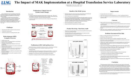 The Impact of MAK Implementation at a Hospital Transfusion Service Laboratory S.Delanghe, K. Eckert, K.Leigh, H. Elgie, K. Hodgins, L Thomson London Laboratory.