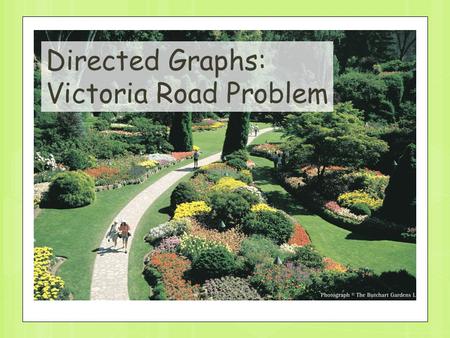 1 Directed Graphs: Victoria Road Problem. 2 Update: Edge is deleted; Edge is inserted Edge weight is changed F A Directed graph problems.