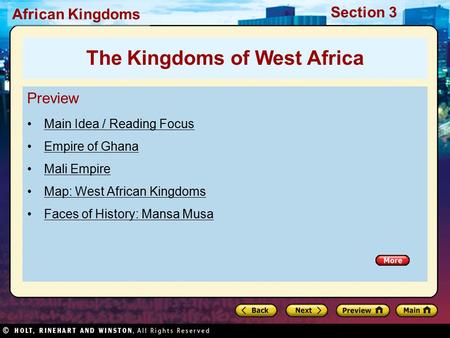 The Kingdoms of West Africa