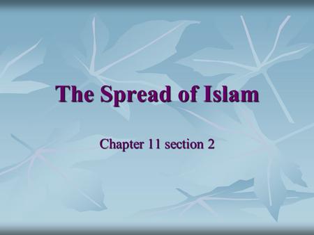 The Spread of Islam Chapter 11 section 2.