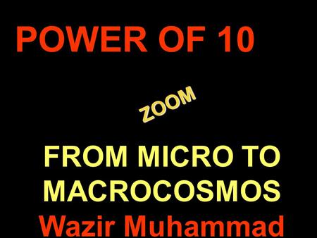 . ZOOM ZOOM POWER OF 10 FROM MICRO TO MACROCOSMOS Wazir Muhammad.