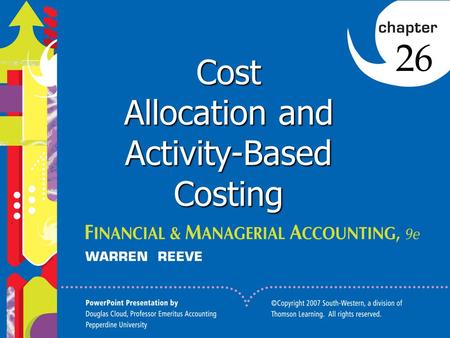 1 Click to edit Master title style 1 1 1 Cost Allocation and Activity-Based Costing 26.