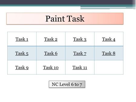 Paint Task Task 1 Task 2 Task 3 Task 4 Task 5 Task 6 Task 7 Task 8