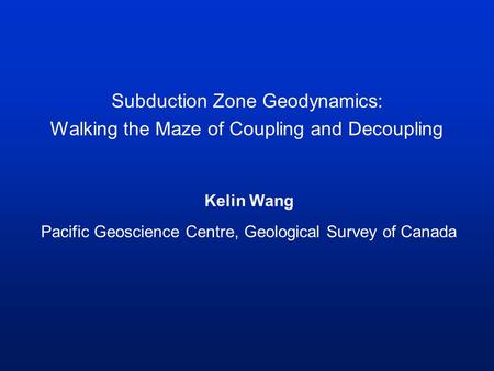 Subduction Zone Geodynamics: