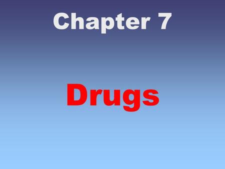 Chapter 7 Drugs. Chapter 7 - Drugs (and Crime) A drug is a natural or synthetic substance designed to affect the subject psychologically or physiologically.