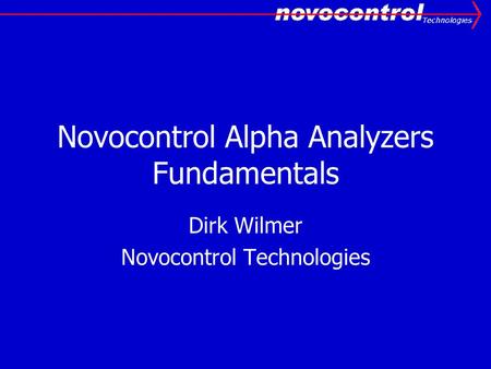 Novocontrol Alpha Analyzers Fundamentals
