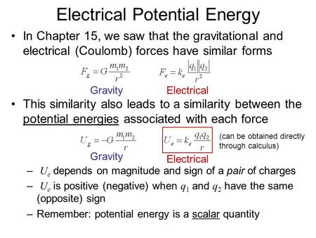 Electrical Potential Energy