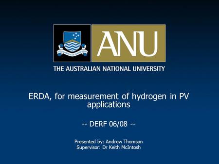ERDA, for measurement of hydrogen in PV applications