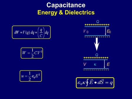 Capacitance Energy & Dielectrics