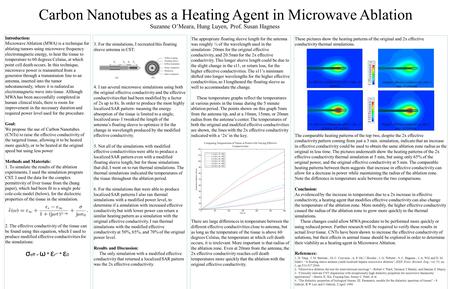 Carbon Nanotubes as a Heating Agent in Microwave Ablation Introduction: Microwave Ablation (MWA) is a technique for ablating tumors using microwave frequency.