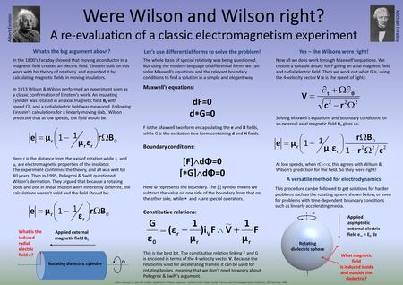 Were Wilson and Wilson right? A re-evaluation of a classic electromagnetism experiment Let’s use differential forms to solve the problem! Ω Applied external.