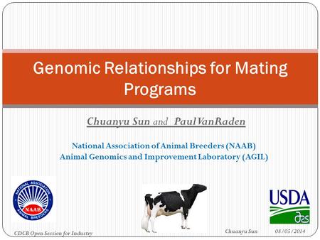 Chuanyu Sun and Paul VanRaden National Association of Animal Breeders (NAAB) Animal Genomics and Improvement Laboratory (AGIL) Genomic Relationships for.