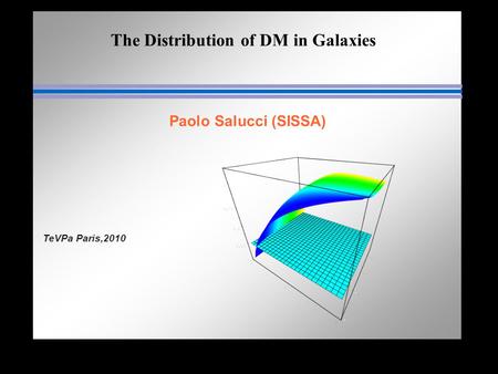The Distribution of DM in Galaxies Paolo Salucci (SISSA) TeVPa Paris,2010.