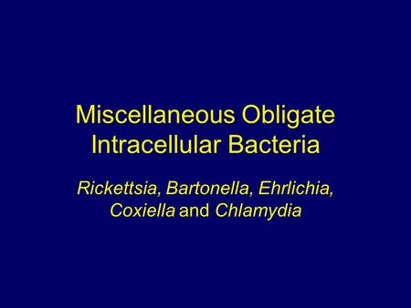 Miscellaneous Obligate Intracellular Bacteria