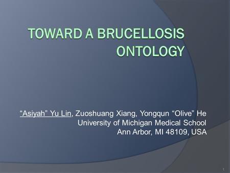 Toward a Brucellosis ontology