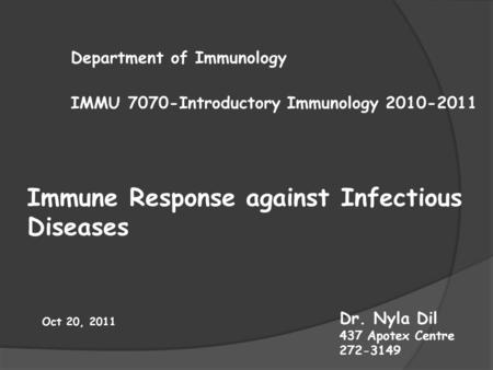 Immune Response against Infectious Diseases