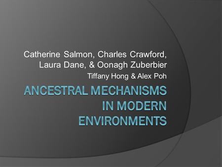 Catherine Salmon, Charles Crawford, Laura Dane, & Oonagh Zuberbier Tiffany Hong & Alex Poh.