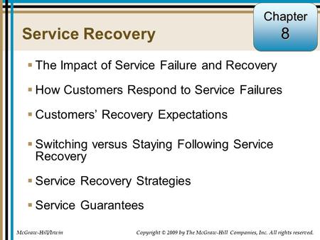 8 Service Recovery Chapter The Impact of Service Failure and Recovery