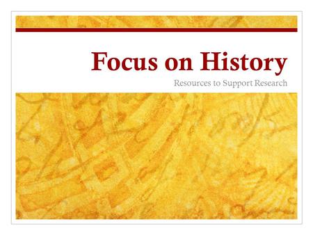 Focus on History Resources to Support Research. MIHS Databases HISTORY REFERENCE CENTER KW search OR Use Menus Sample: internment.