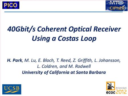 40Gbit/s Coherent Optical Receiver Using a Costas Loop