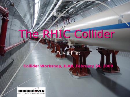 The RHIC Collider Fulvia Pilat Collider Workshop, JLAB, February 24, 2009.