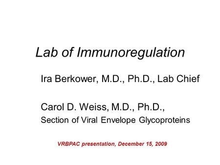 Lab of Immunoregulation