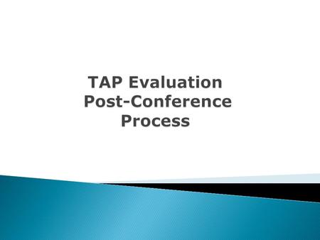  To identify the characteristics of an effective post- conference  To identify the protocol for a TAP post-conference  To target areas to improve my.
