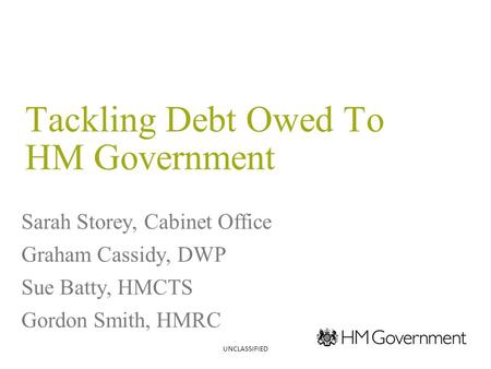Tackling Debt Owed To HM Government